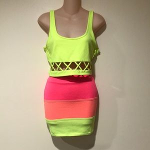 Neon Yellow Tank by Windsor Medium, Skirt Small